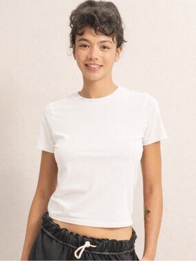 NEW Double Zero White Mineral Wash Fitted Tee Crew Neck Basic Shirt Top